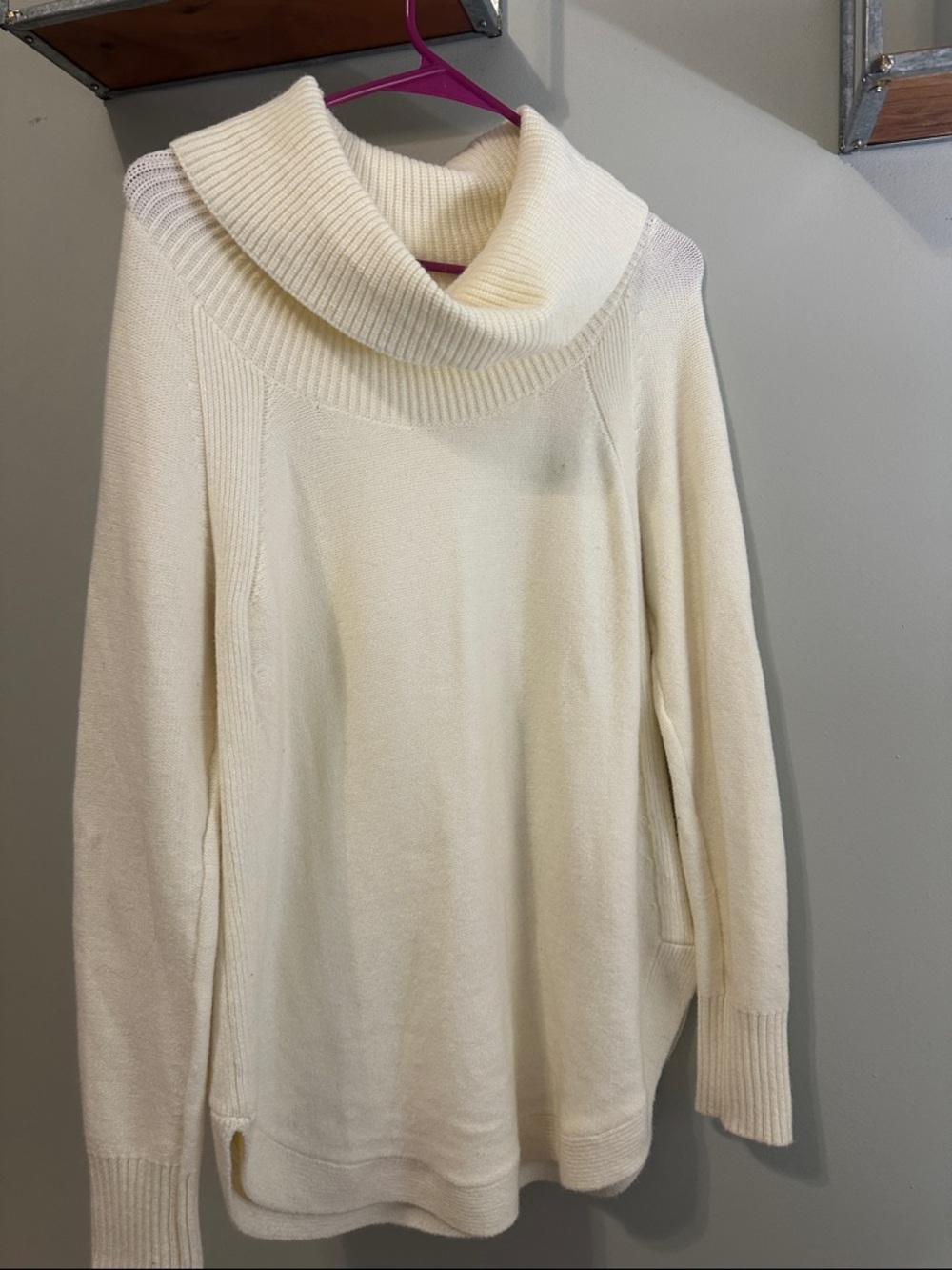 Anthropologie Cream Cowl-Neck Sweater
